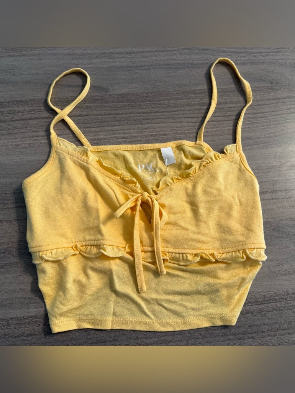 PacSun Yellow Ruffle-Front Tie Crop Camisole